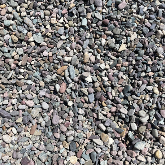 3/4" rock overhead view of landscape material. 