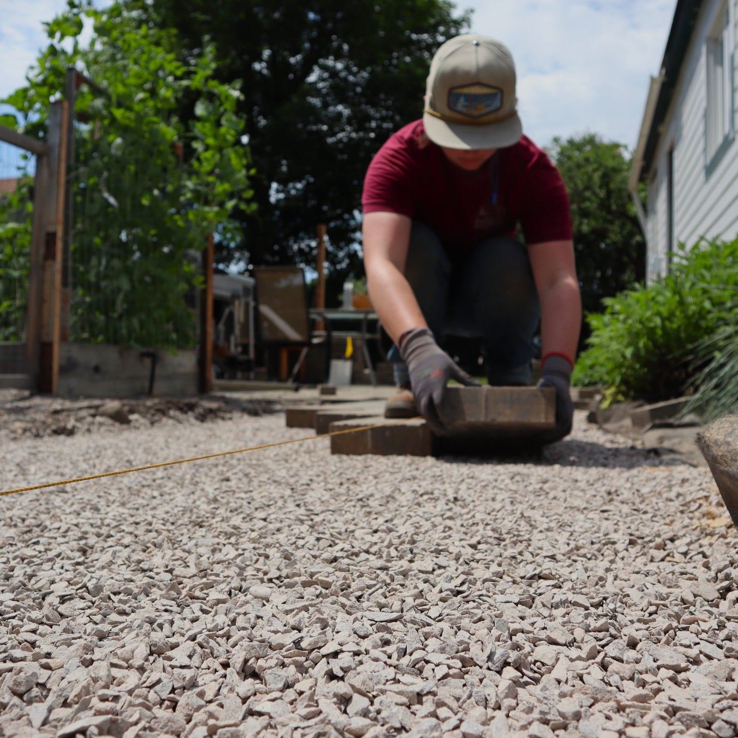 Missoula Dirt Delivery team laying pavers on delivered 3/8 gravel in Missoula Montana.